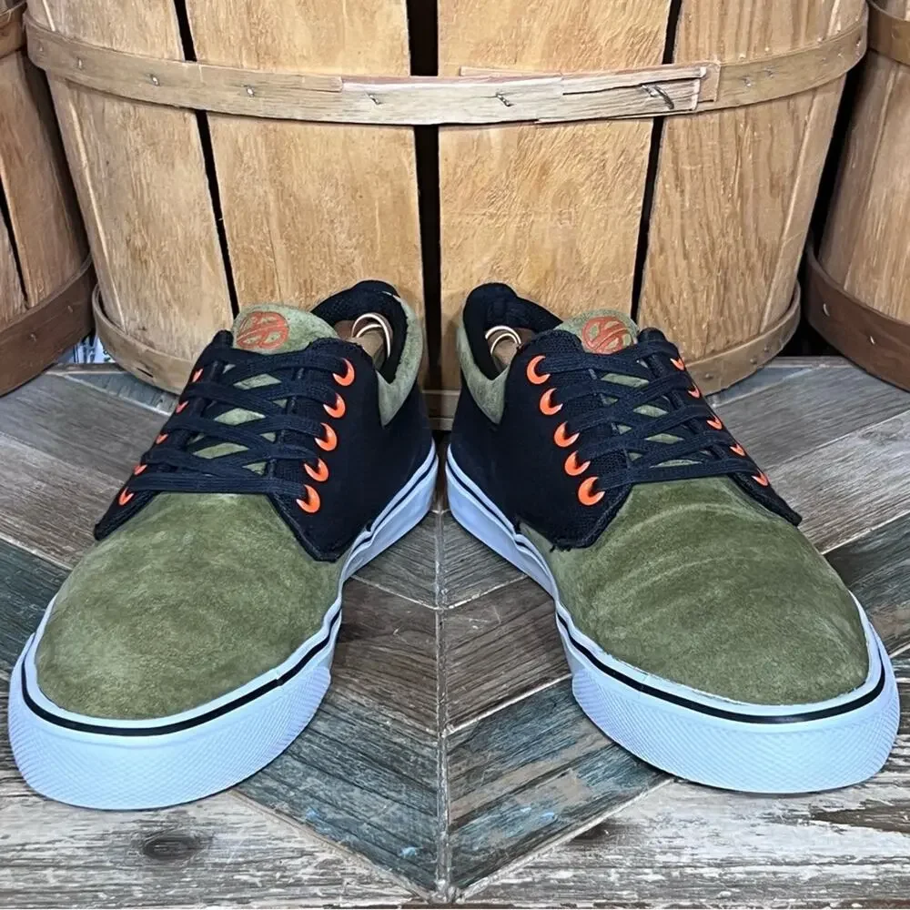 Radii FM1083 The Jax Olive Black Orange Suede Skateboarding Shoes Mens Size 8.5
